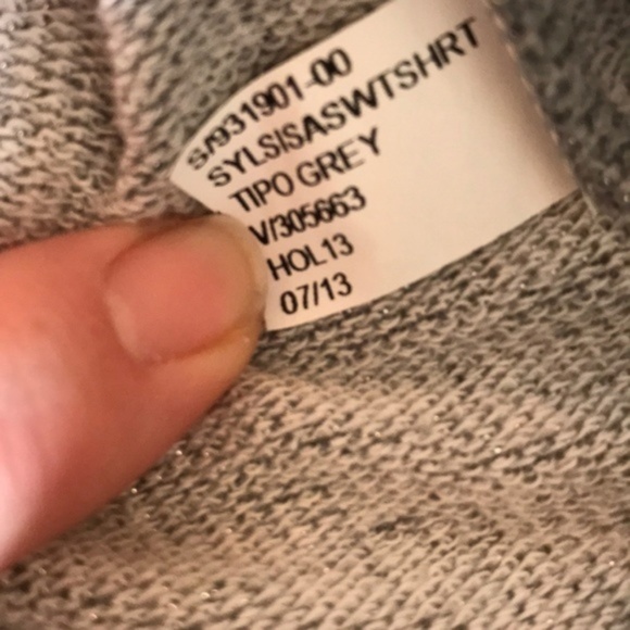 Banana Republic | Metallic Beaded Collar Sweatshirt | Silver Gray | Large - Picture 7 of 7